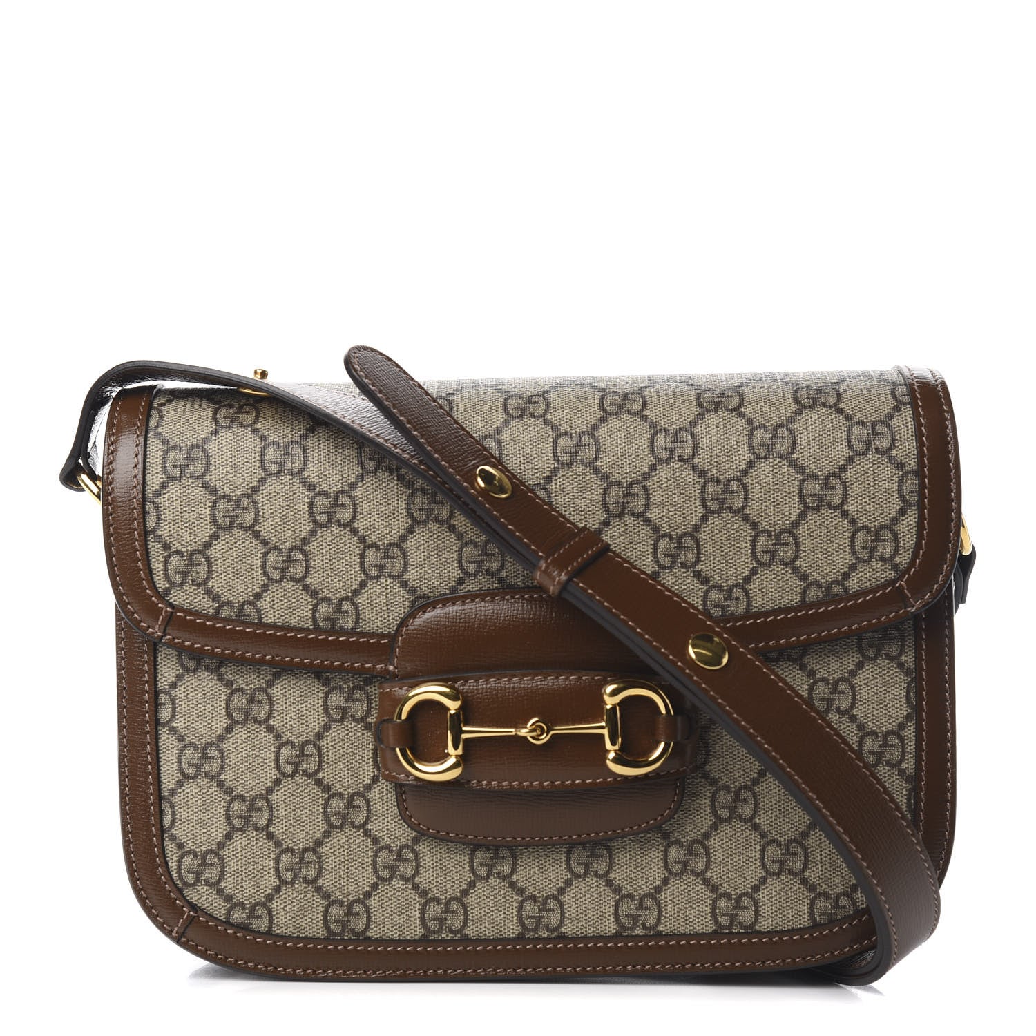 Gucci GG Supreme Monogram Horsebit 1955 Shoulder Bag Beige Brown Sugar 1 of 10