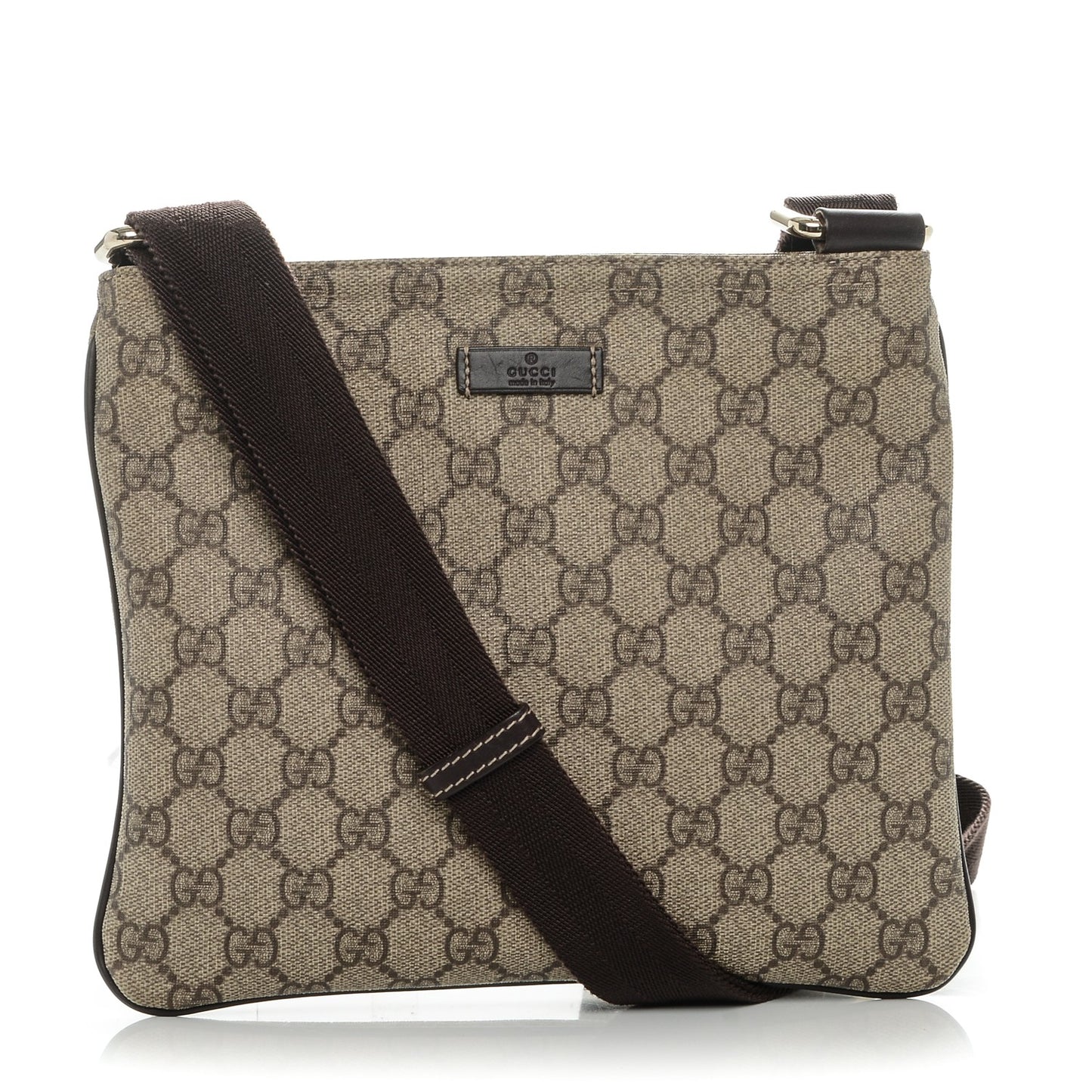 GG Supreme Monogram Small Flat Messenger Bag Dark Brown