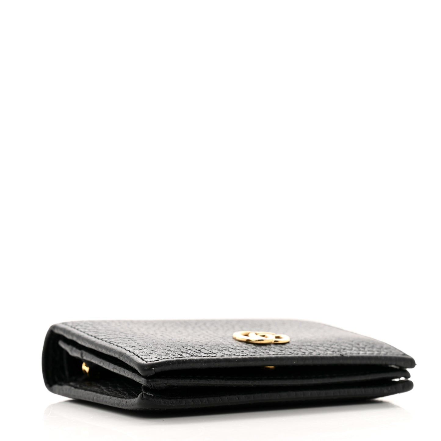 Pebbled Calfskin GG Marmont Card Case Black
