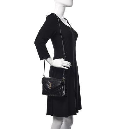 Saint Laurent Calfskin Y Quilted Monogram Toy Loulou Crossbody Bag Black 2 of 9