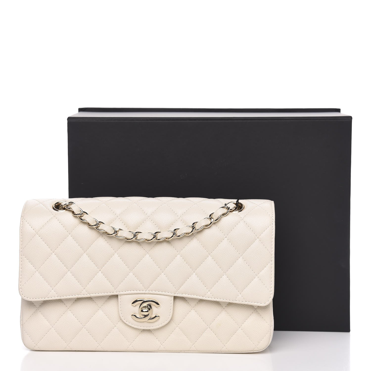 Chanel Caviar Quilted Medium Double Flap White 11 of 11