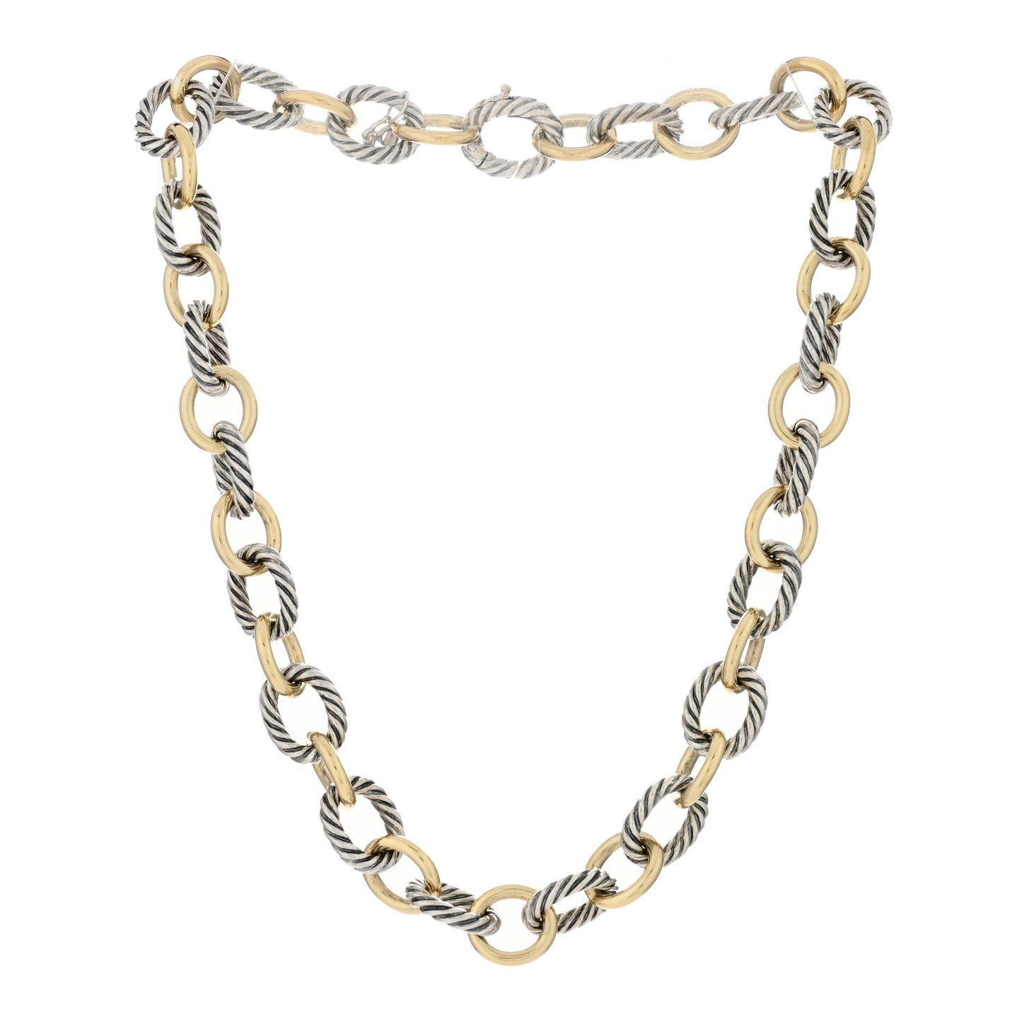 Sterling Silver 18K Yellow Gold 12mm Large Oval Link Necklace