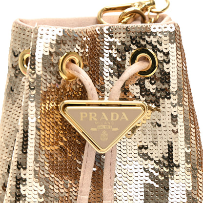 Prada Sequin Satin Triangle Logo Mini Pouch Cammeo 8 of 10