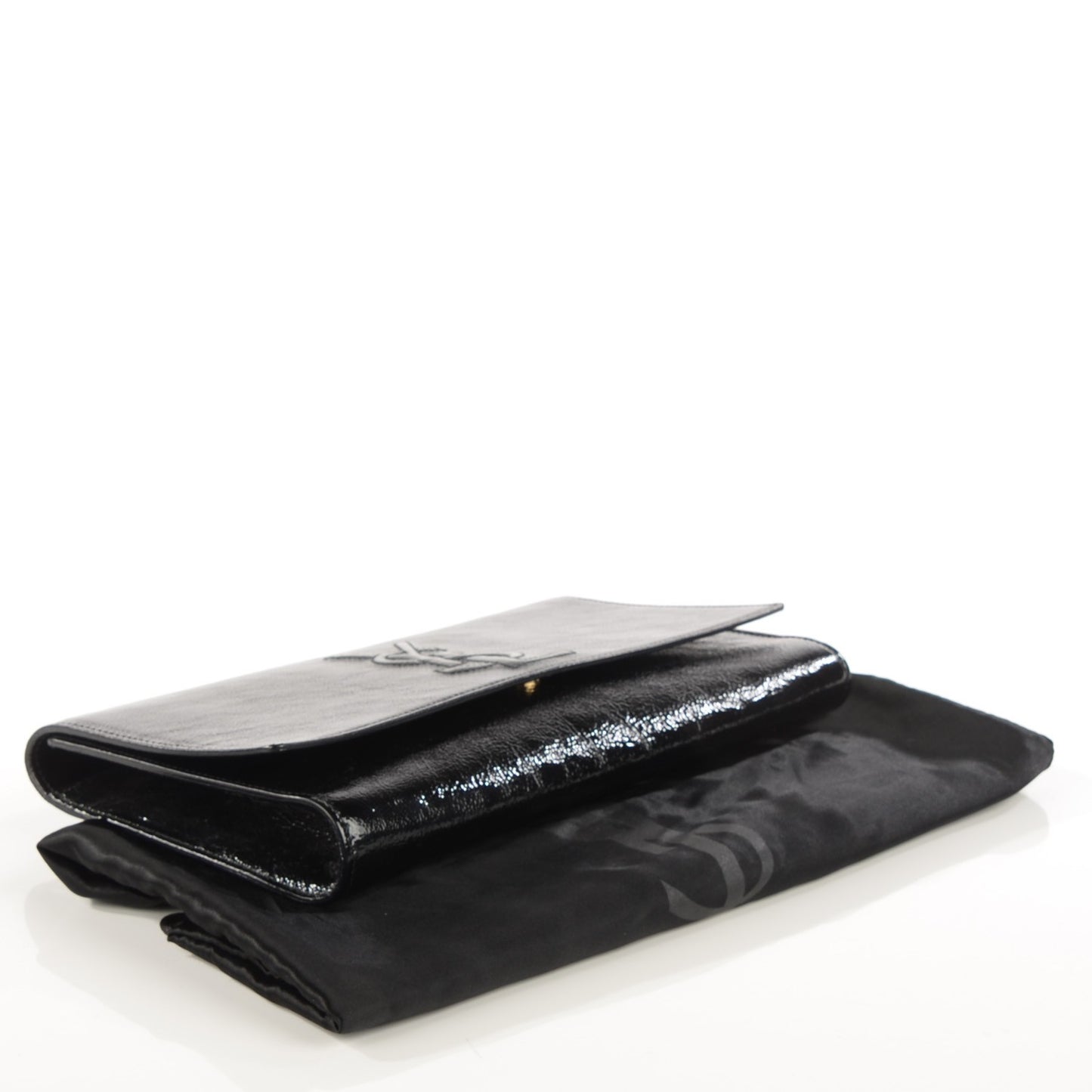 Textured Patent Monogram Large Belle De Jour Clutch Black