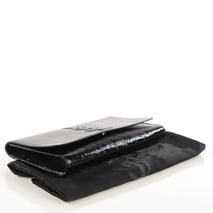 Saint Laurent Textured Patent Monogram Large Belle De Jour Clutch Black 4 of 7