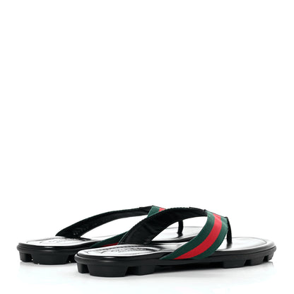Gucci Nylon Calfskin Web Mens Cleat Sole Thong Sandals 10 Black Red Blue 4 of 10
