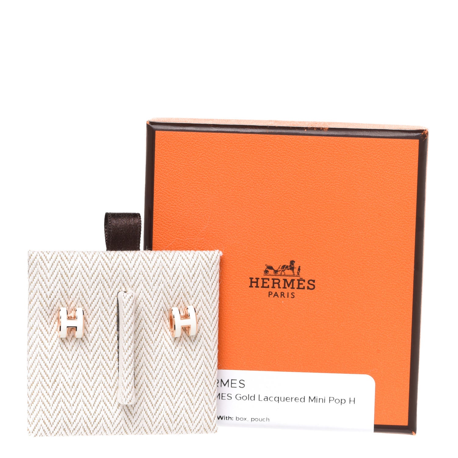 Hermes Rose Gold Lacquered Mini Pop H Earrings White 7 of 7