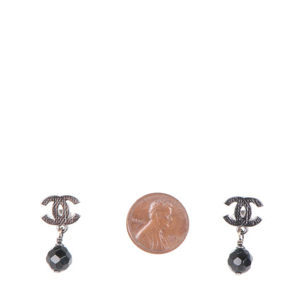 Chanel Ruthenium Bead CC Drop Earrings Black 2 of 4
