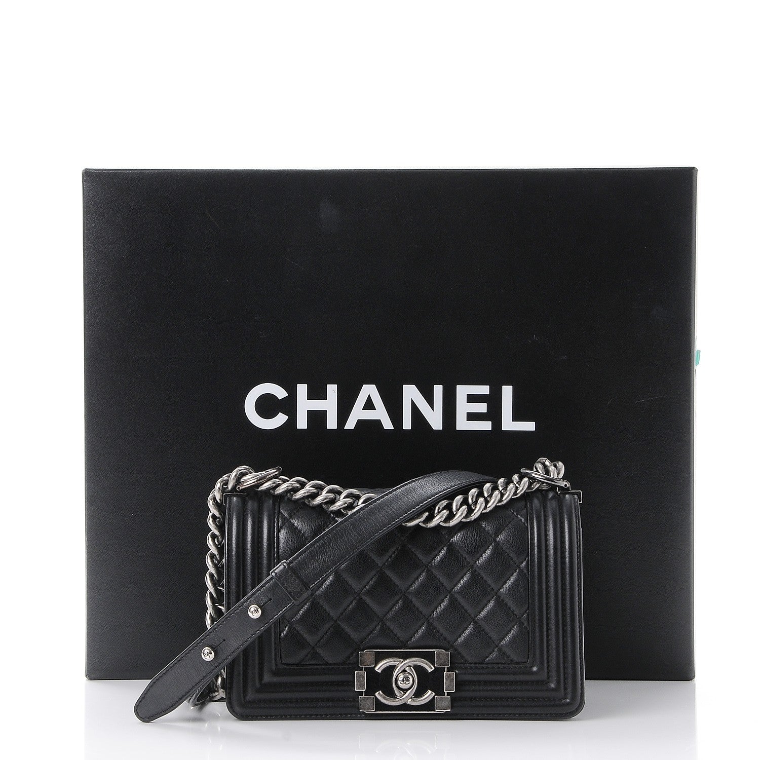 Chanel Metallic Calfskin Quilted Small Boy Flap Black 8 of 8
