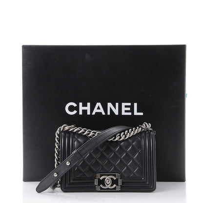 Chanel Metallic Calfskin Quilted Small Boy Flap Black 8 of 8