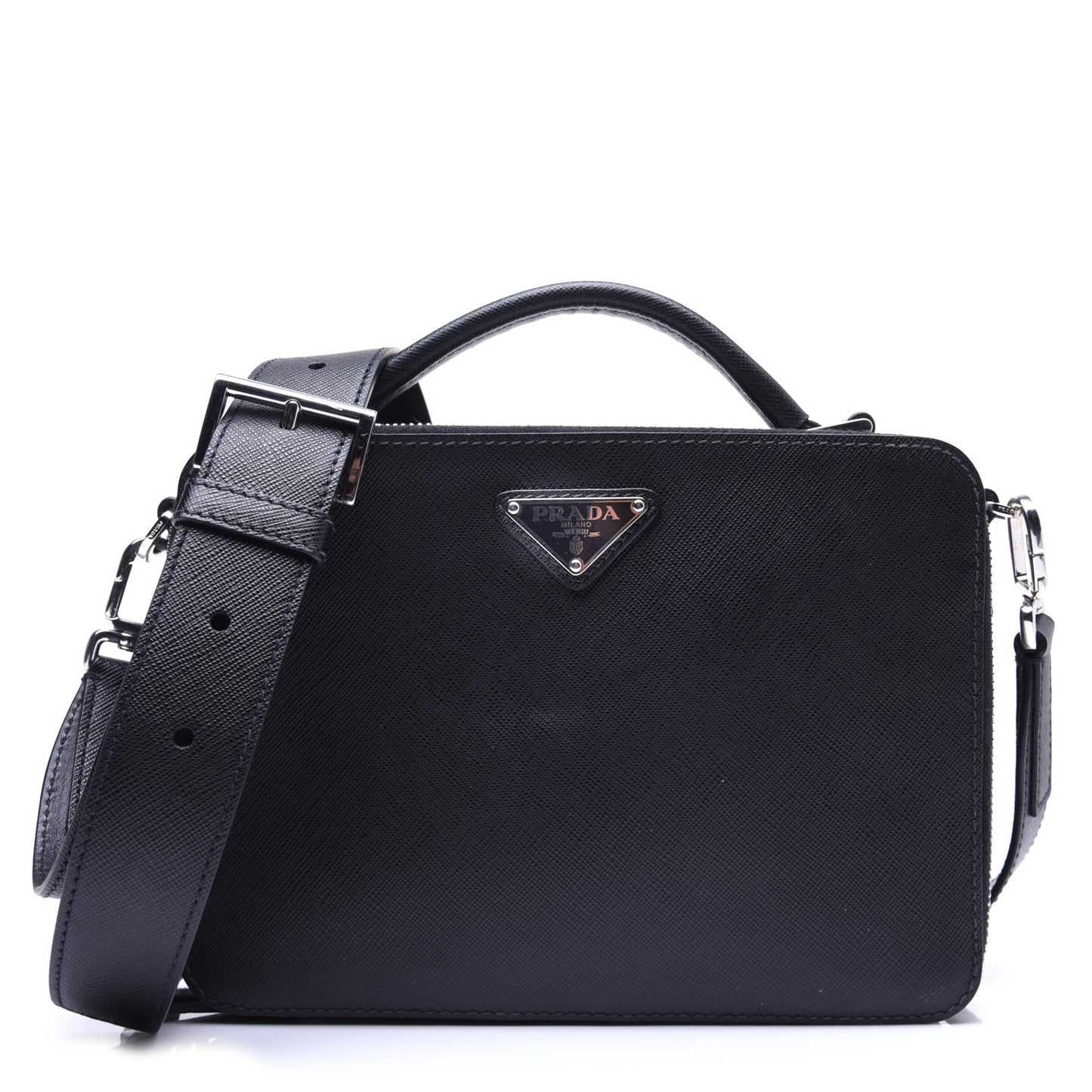 Saffiano Travel Medium Brique Crossbody Bag Black