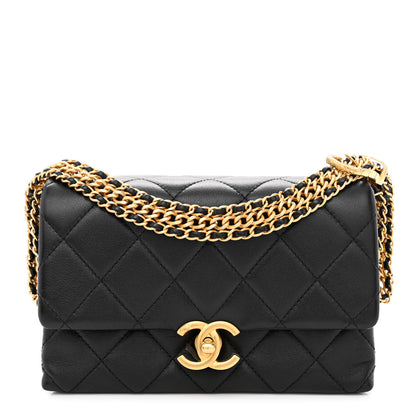 Chanel Calfskin Quilted Mini Chain Strap Flap Black 1 of 10