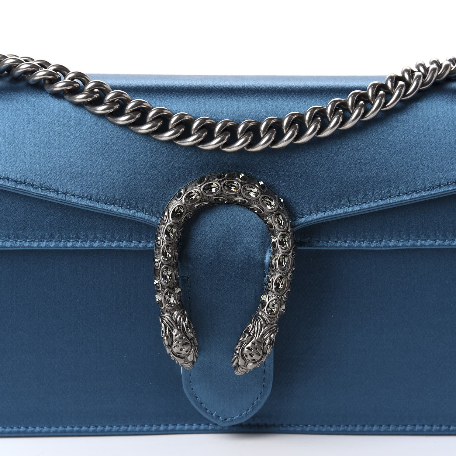 Gucci Satin Silk Crystal Small Dionysus Shoulder Bag Turchese Black Diamond 10 of 10