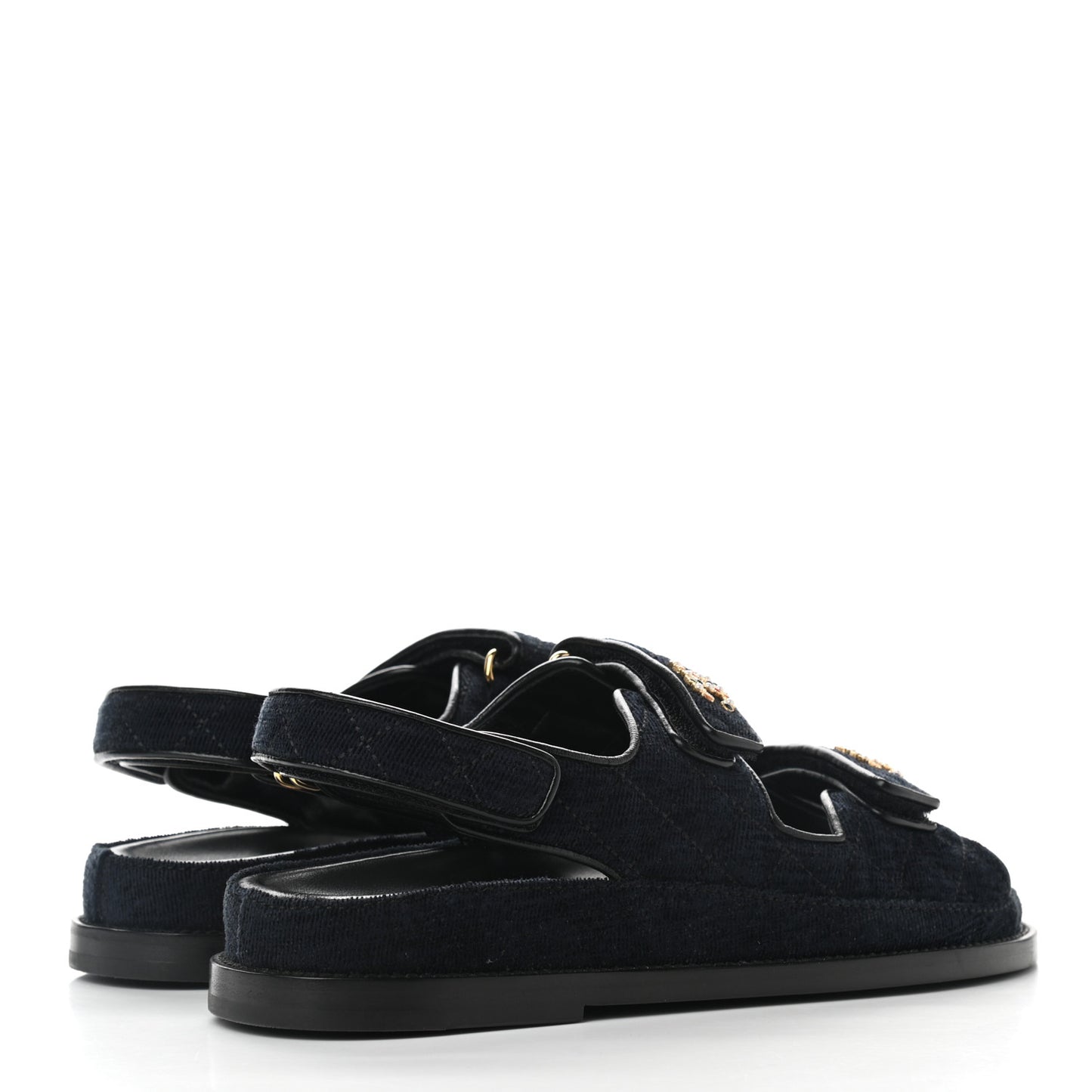 Velvet Velcro Dad Sandals 38 Navy Blue
