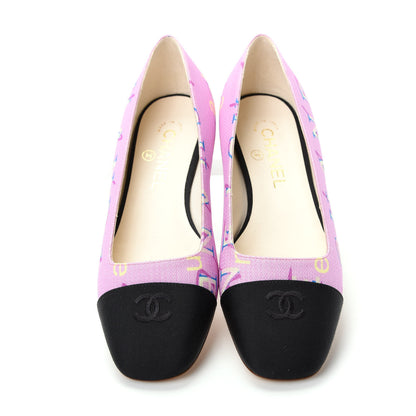Chanel Fabric Grosgrain CC Flats 36 Pink Beige Black 5 of 11