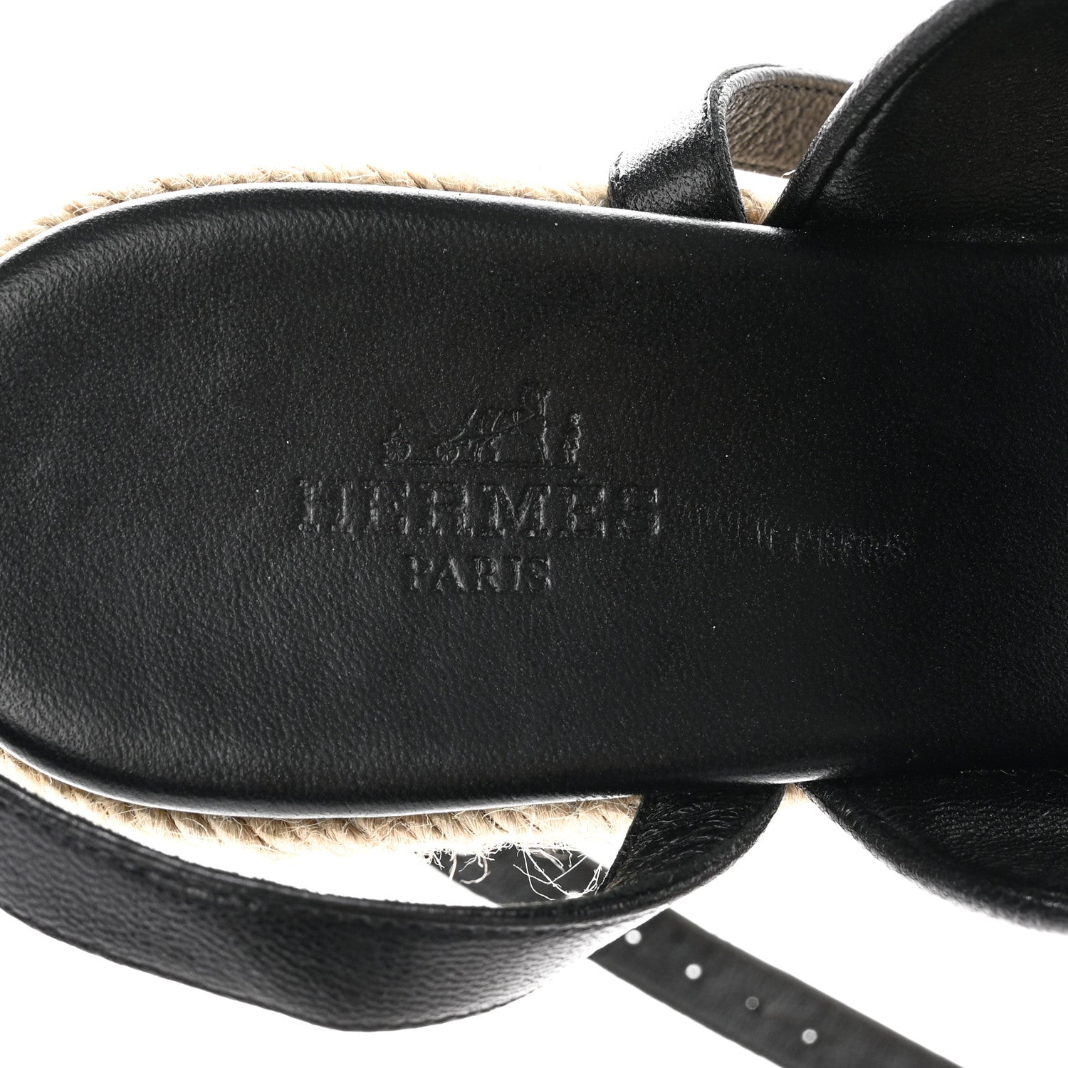 Hermes Goatskin Elise Espadrille Wedge Sandals 36 Black 7 of 13