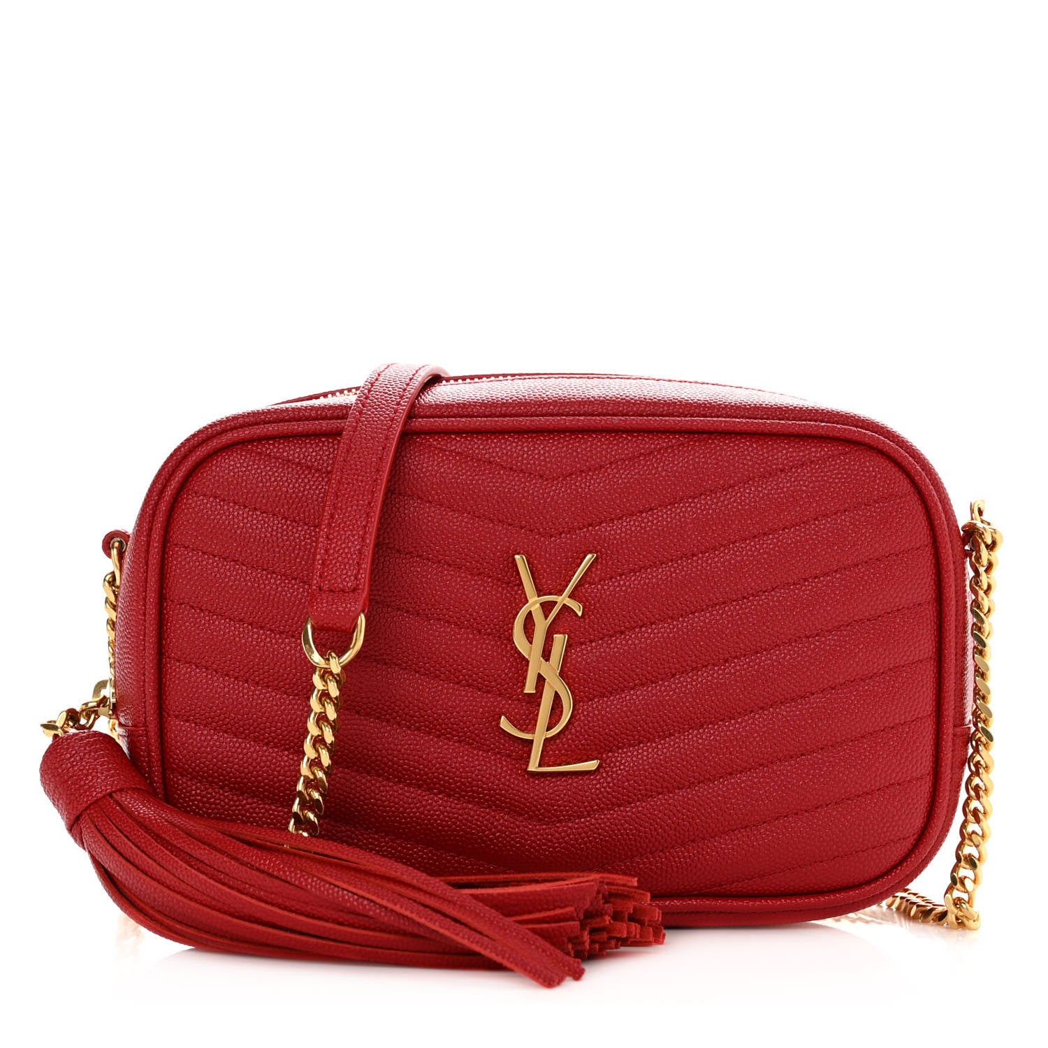 Saint Laurent Grain De Poudre Matelasse Monogram Mini Lou Camera Bag Eros Red 1 of 11