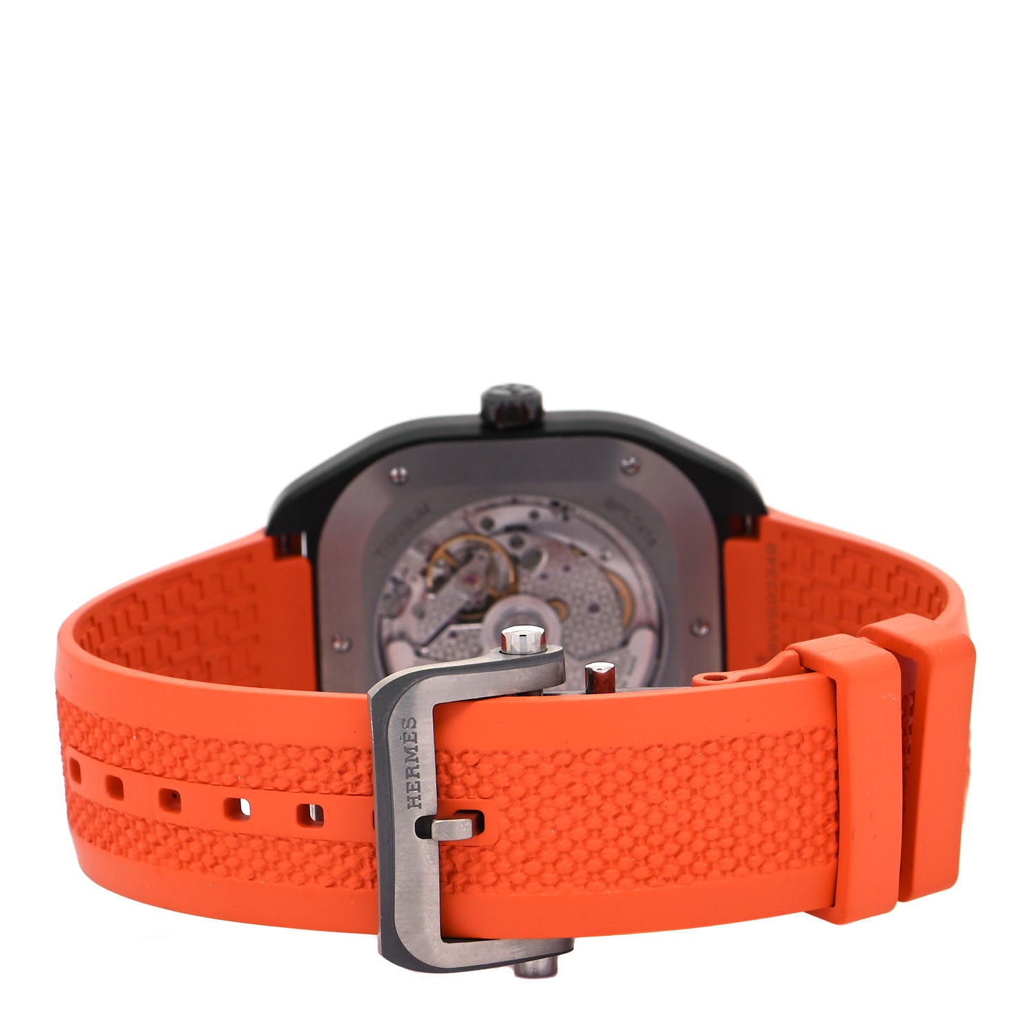 Hermes DLC Coated Titanium Rubber 39mm H08 Automatic Watch Orange 3 of 5