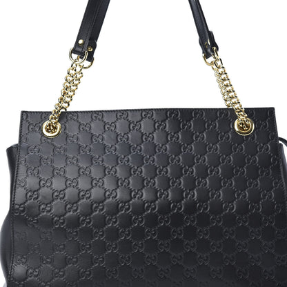 Gucci Guccissima Signature Large Shoulder Tote Bag Black 8 of 17