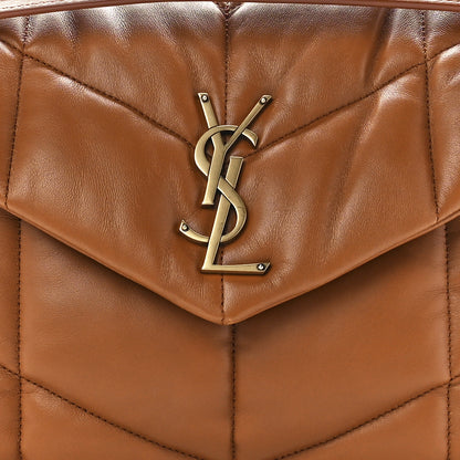 Saint Laurent Lambskin Quilted Medium Loulou Puffer Monogram Chain Satchel Miel Dark 9 of 12