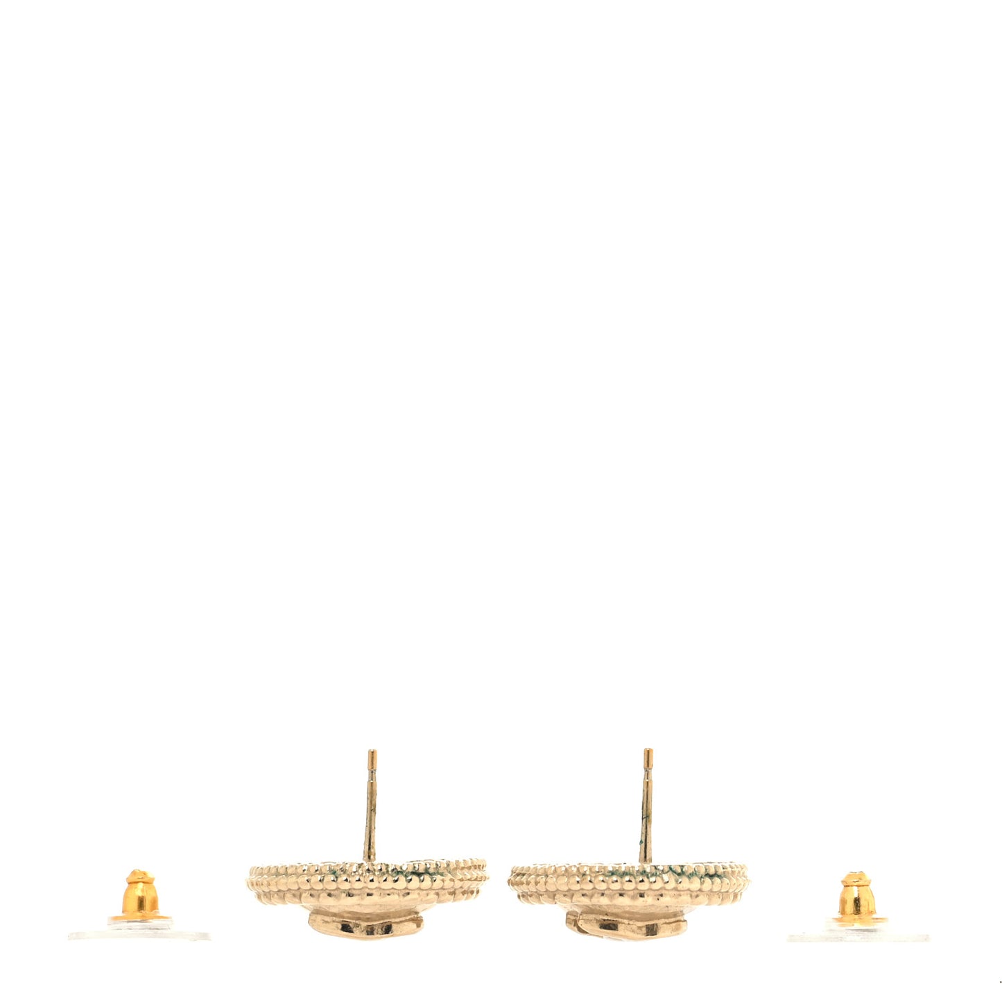 Metal CC Round Earrings Gold