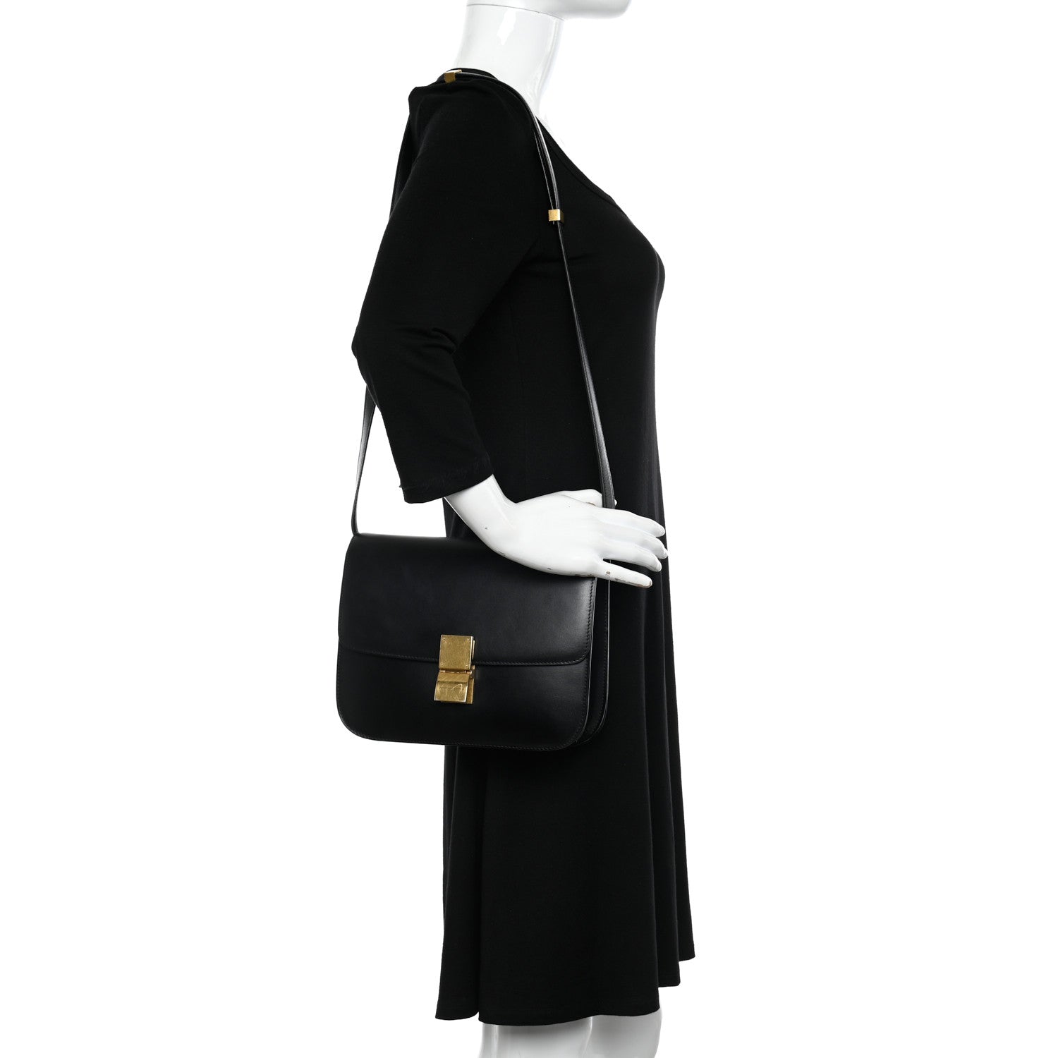 Celine Box Calfskin Medium Classic Box Flap Bag Black 2 of 14