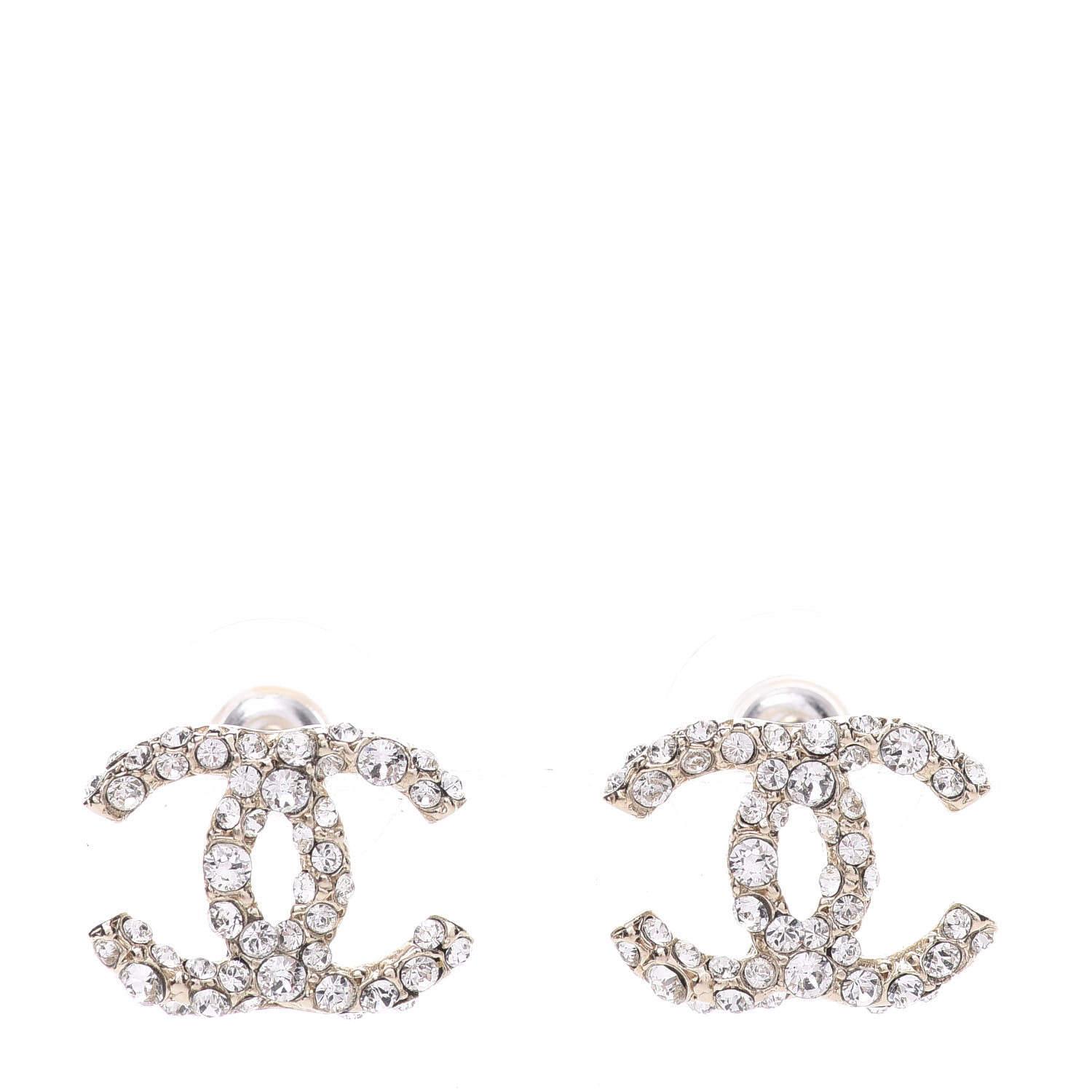 Chanel Crystal CC First Class Stud Earrings Gold 1 of 5
