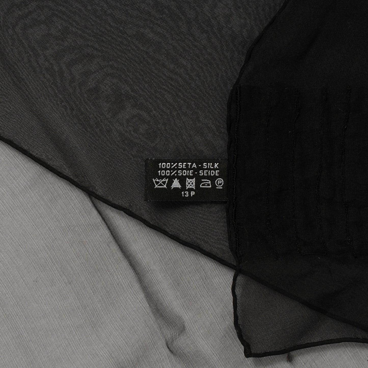 Silk Embroidered Camellia CC Scarf Black