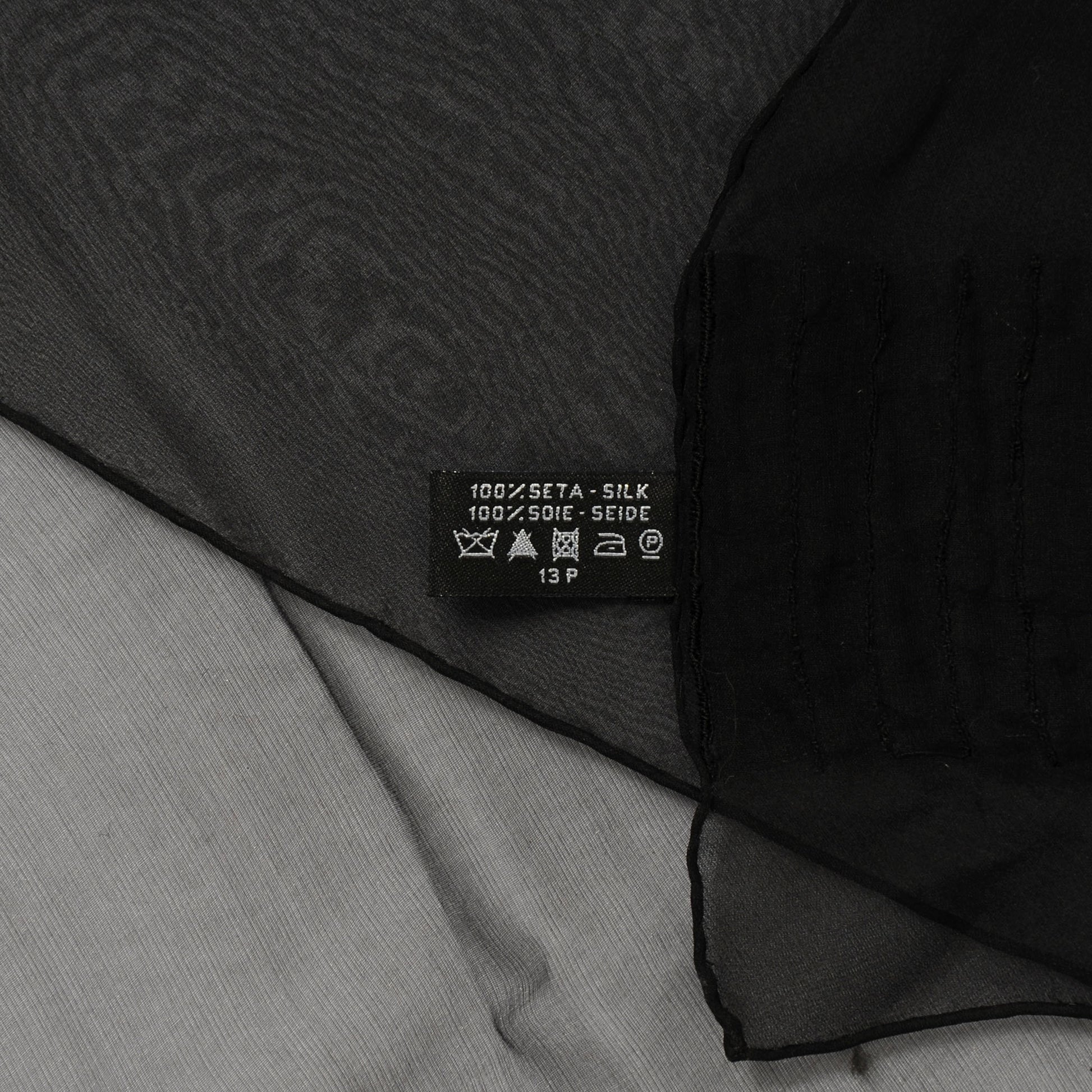 Chanel Silk Embroidered Camellia CC Scarf Black 6 of 6