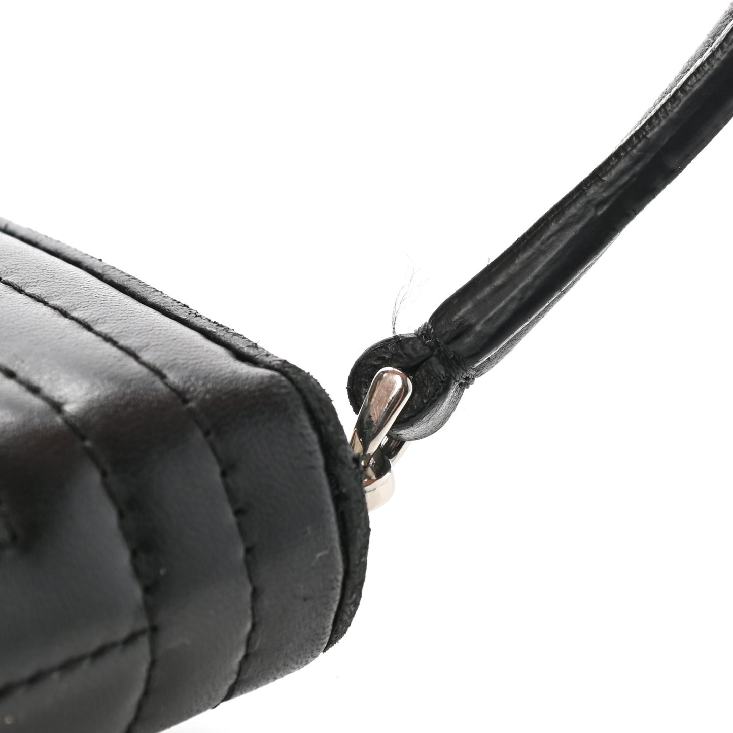 Shiny Nappa Trapuntata DotCom Zip Around Wristlet Wallet Black