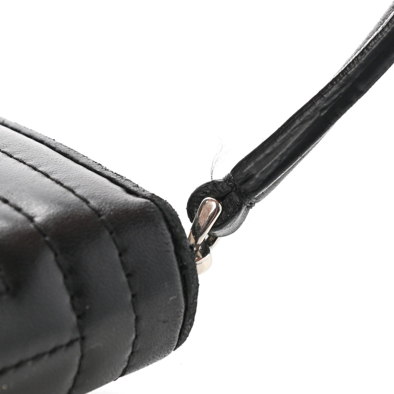 Fendi Shiny Nappa Trapuntata DotCom Zip Around Wristlet Wallet Black 10 of 10