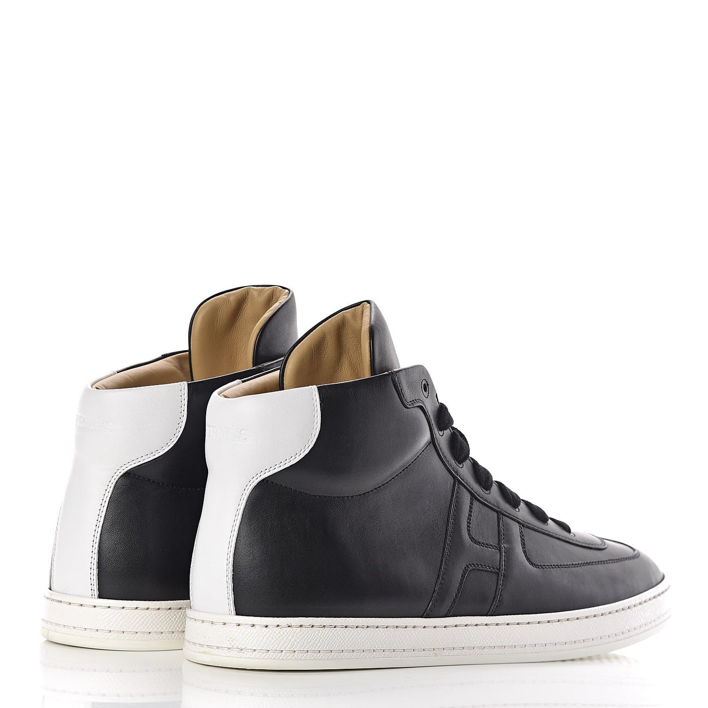 Calfskin Mens High Top Sneakers 43.5 Black White