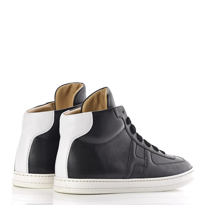 Hermes Calfskin Mens High Top Sneakers 43.5 Black White 4 of 8