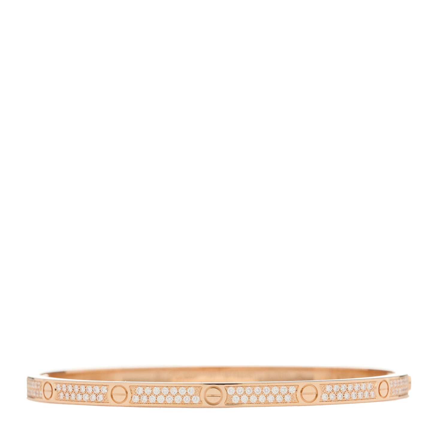 18K Pink Gold Diamond Small LOVE Paved Bracelet 17