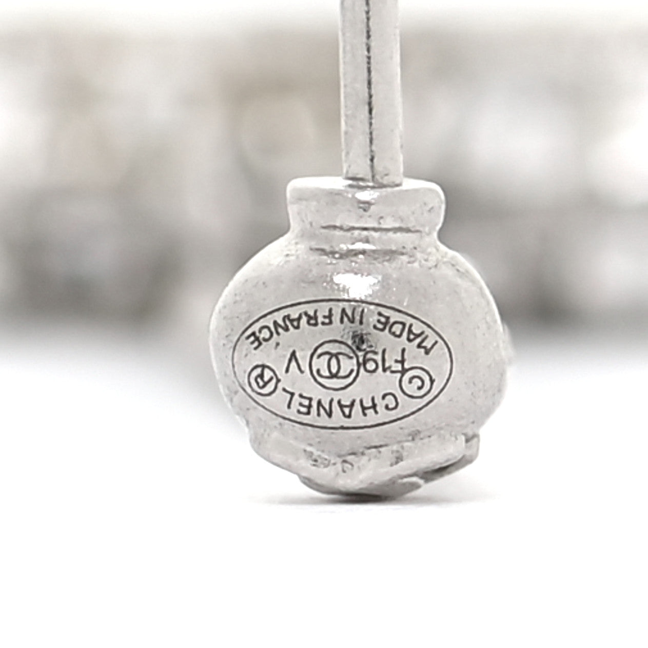 Chanel Baguette Crystal CC Drop Earrings Silver 4 of 5