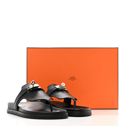 Hermes Calfskin Womens Empire Sandals 36.5 Black 9 of 9