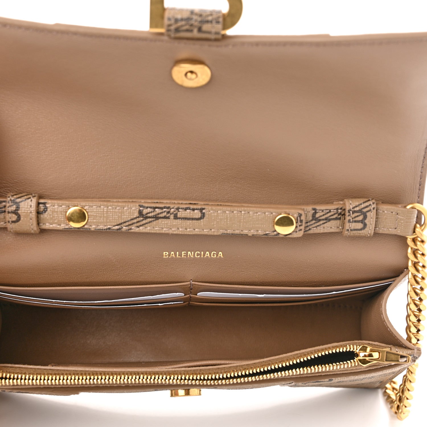 Balenciaga Coated Canvas BB Monogram Hourglass Chain Bag Beige Brown 5 of 9