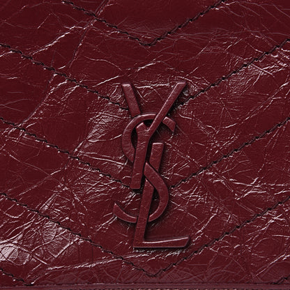 Saint Laurent Crinkled Calfskin Matelasse Monogram Niki Chain Wallet Dark Legion Red 8 of 9