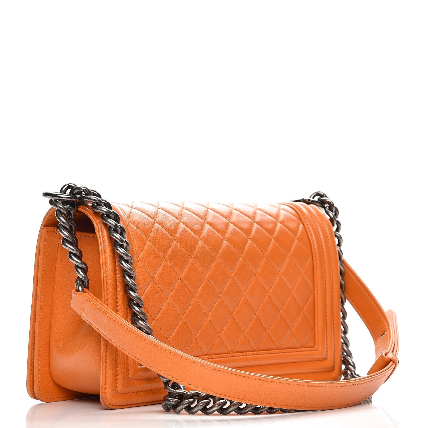 Chanel Lambskin Quilted Medium Boy Flap Orange 3 of 13