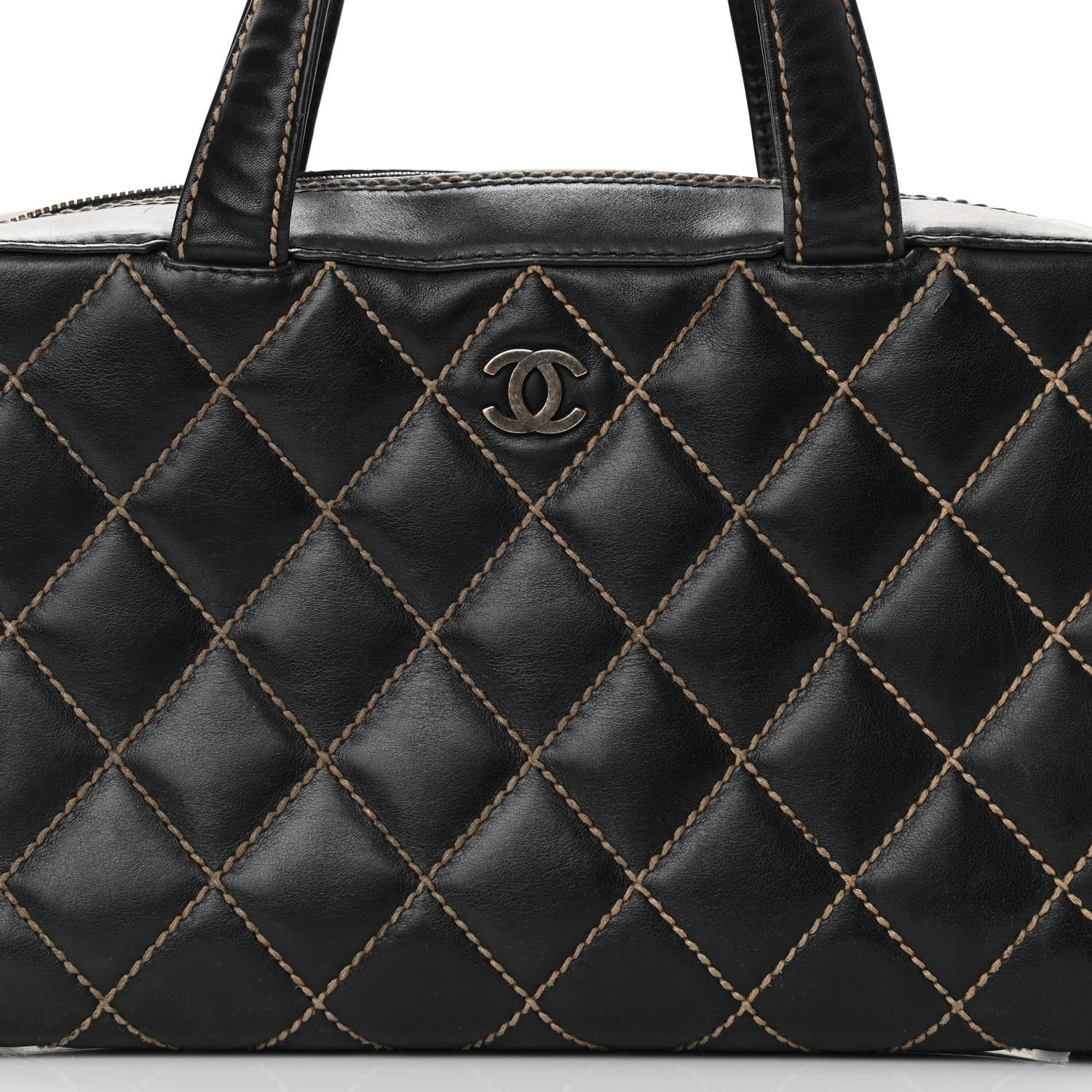 Chanel Calfskin Contrast Stitch Surpique Bowler Dark Brown 10 of 17