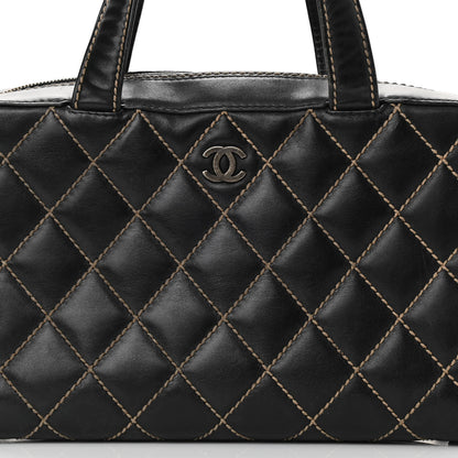 Chanel Calfskin Contrast Stitch Surpique Bowler Dark Brown 10 of 17