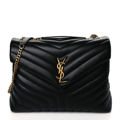 Saint Laurent Calfskin Y Quilted Monogram Medium Loulou Chain Satchel Black 1 of 9