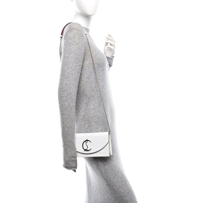 Christian Louboutin Calfskin Crocodile Embossed Loubi54 Crossbody Clutch White 2 of 10