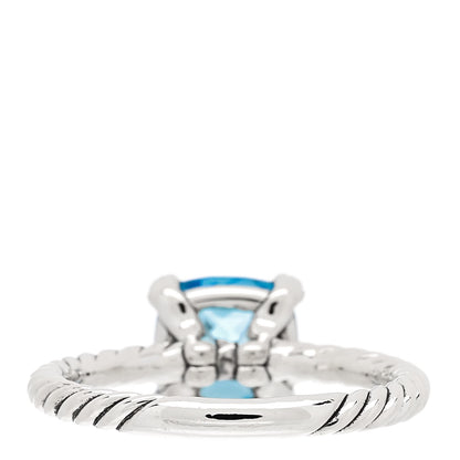 David Yurman Sterling Silver Diamond Blue Topaz 8mm Chatelaine Ring 53 6.5 4 of 6