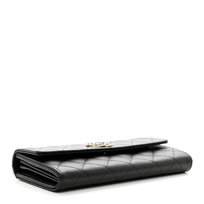 Chanel Caviar Quilted Crystal CC Large Gusset Flap Wallet Black 4 of 9