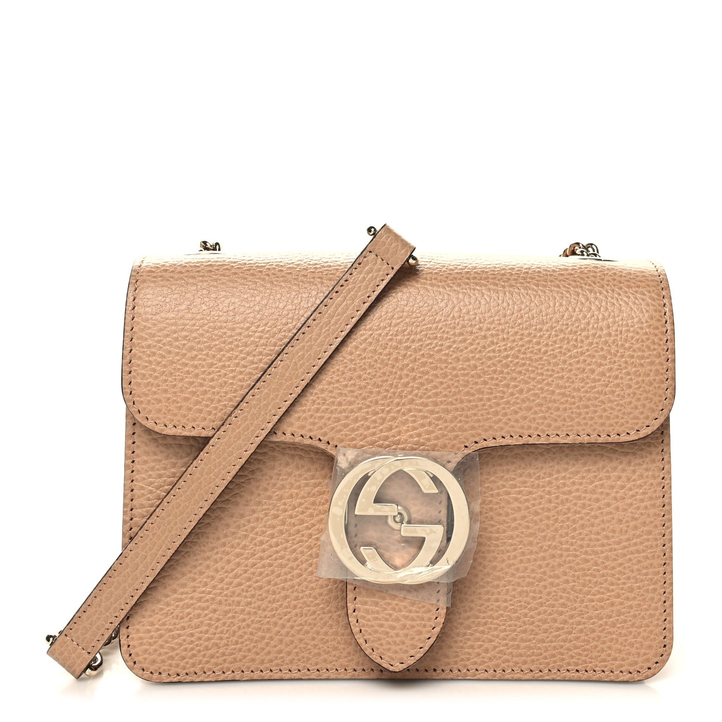 Dollar Calfskin Small Interlocking G Shoulder Bag Camelia