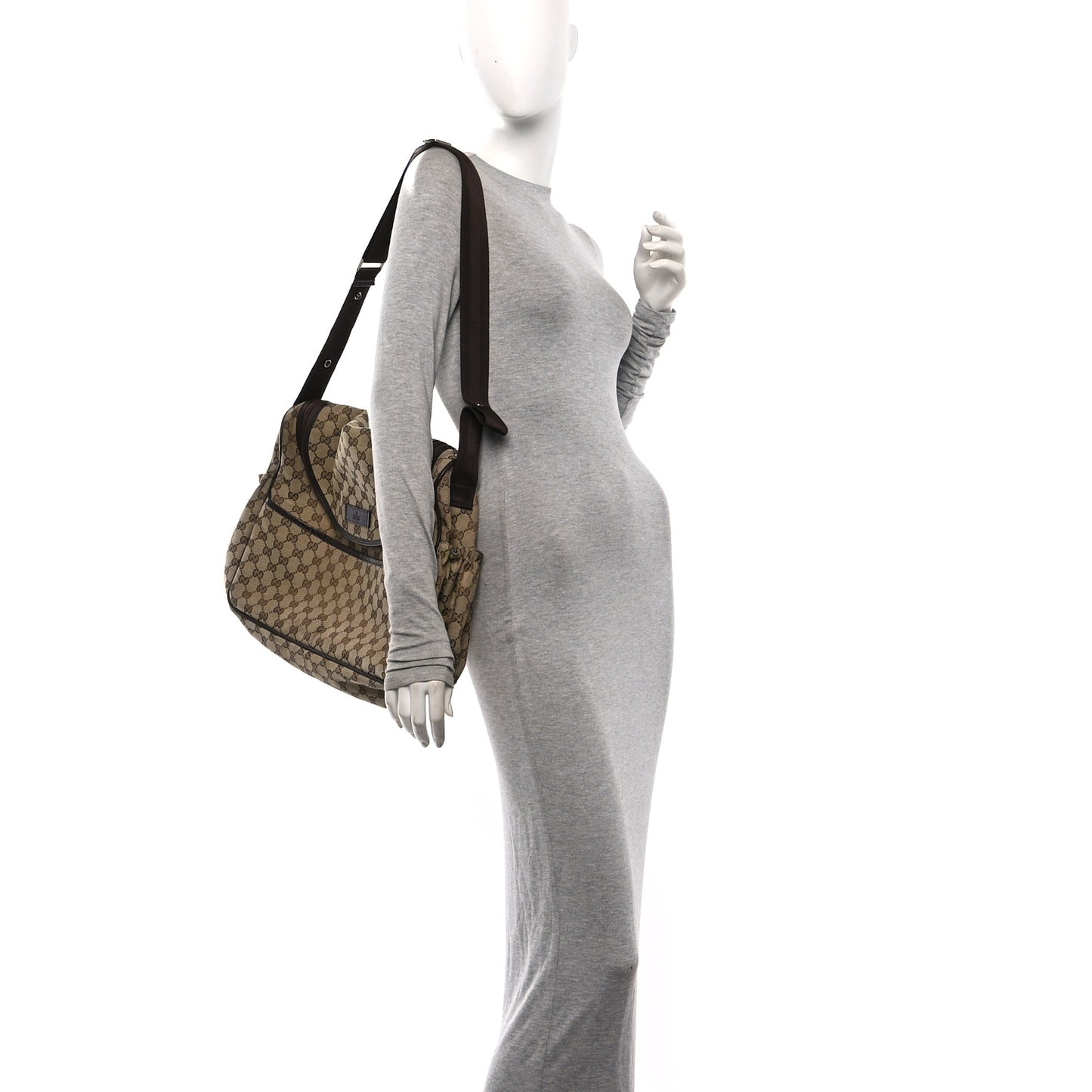 Monogram Natural Pigskin Large Diaper Bag Beige Ebony Cocoa Dark Chocolate