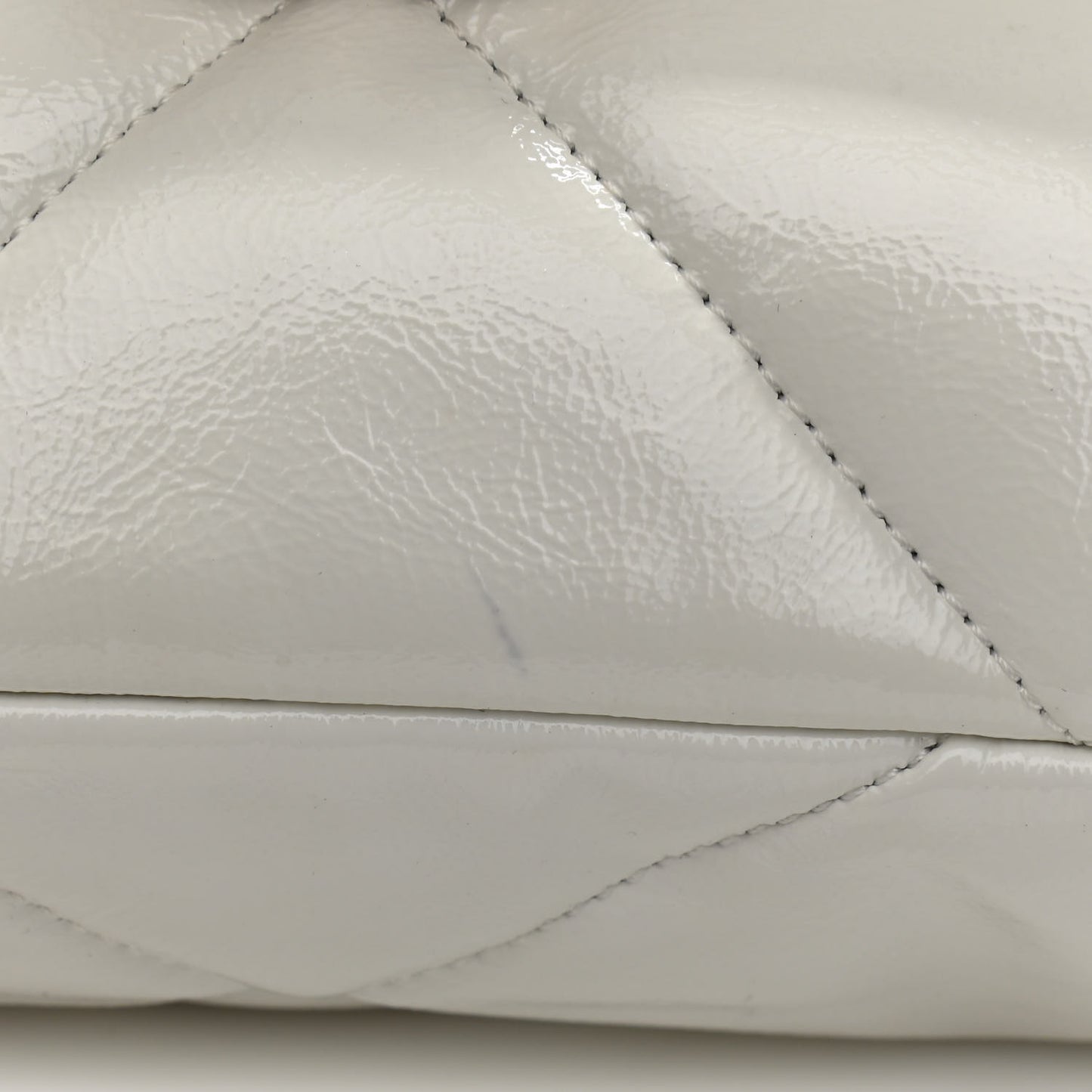 Shiny Crumpled Calfskin Quilted Medium Chanel 19 Flap White