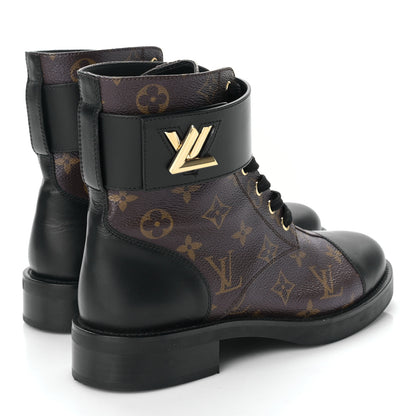 Louis Vuitton Calfskin Monogram Wonderland Flat Ranger Boots 39 Black 4 of 8