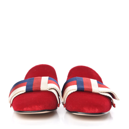 Gucci Velvet Sylvie Bow Slippers 38 Hibiscus Red 1 of 9